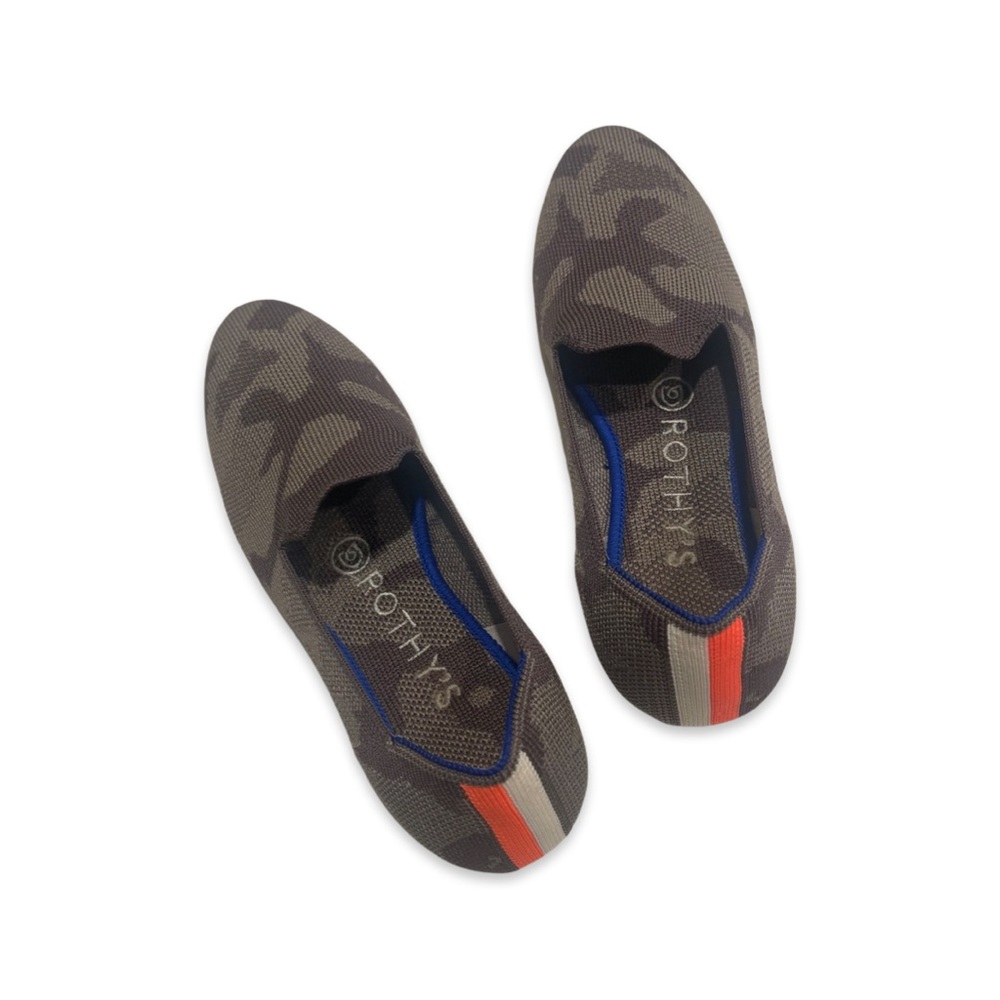 Rothy's Women's Camo Flats with Red and White Stripe